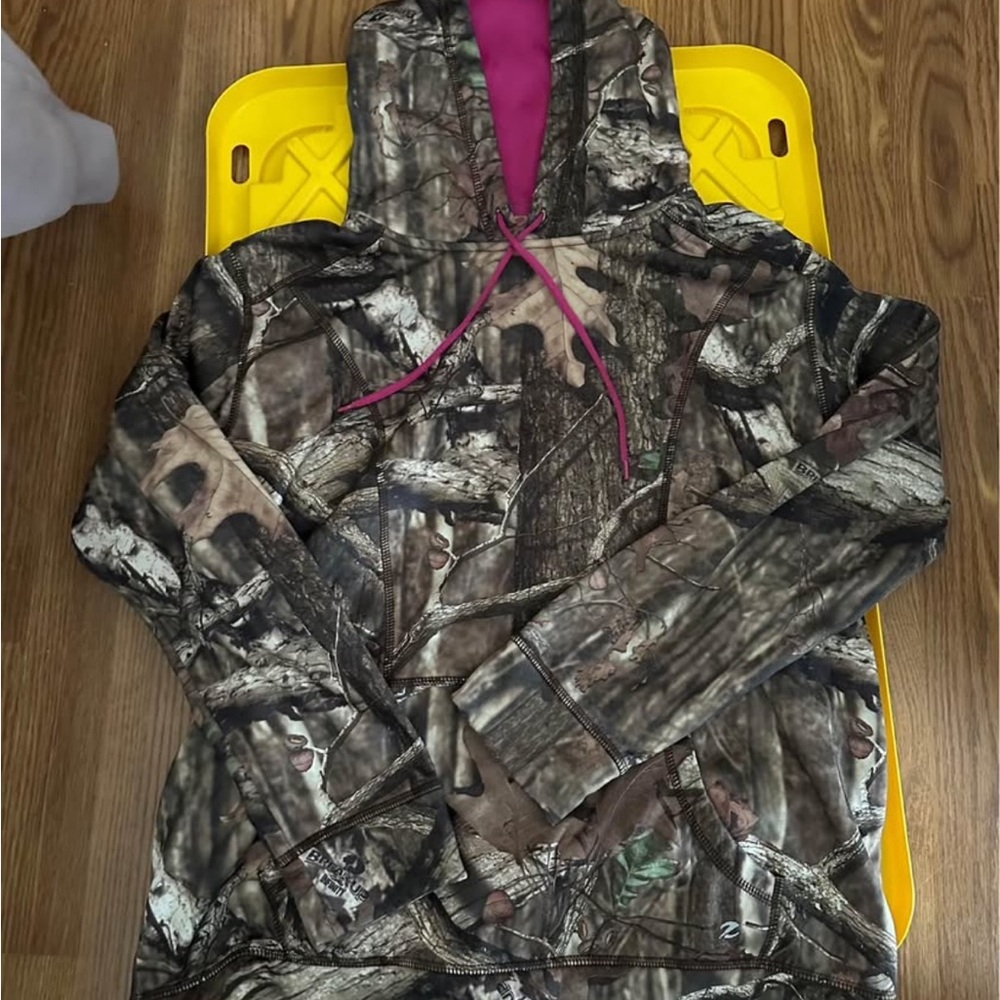 Brown and Pink Camouflage Sweatshirt with Outdoor Design